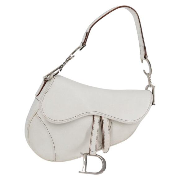 DIOR Saddle Bag Hand Bag Leather White - Picture 1 of 13